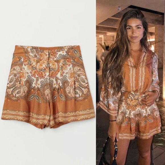 NWT H&M Brown Paisley Handkerchief Skort Shorts